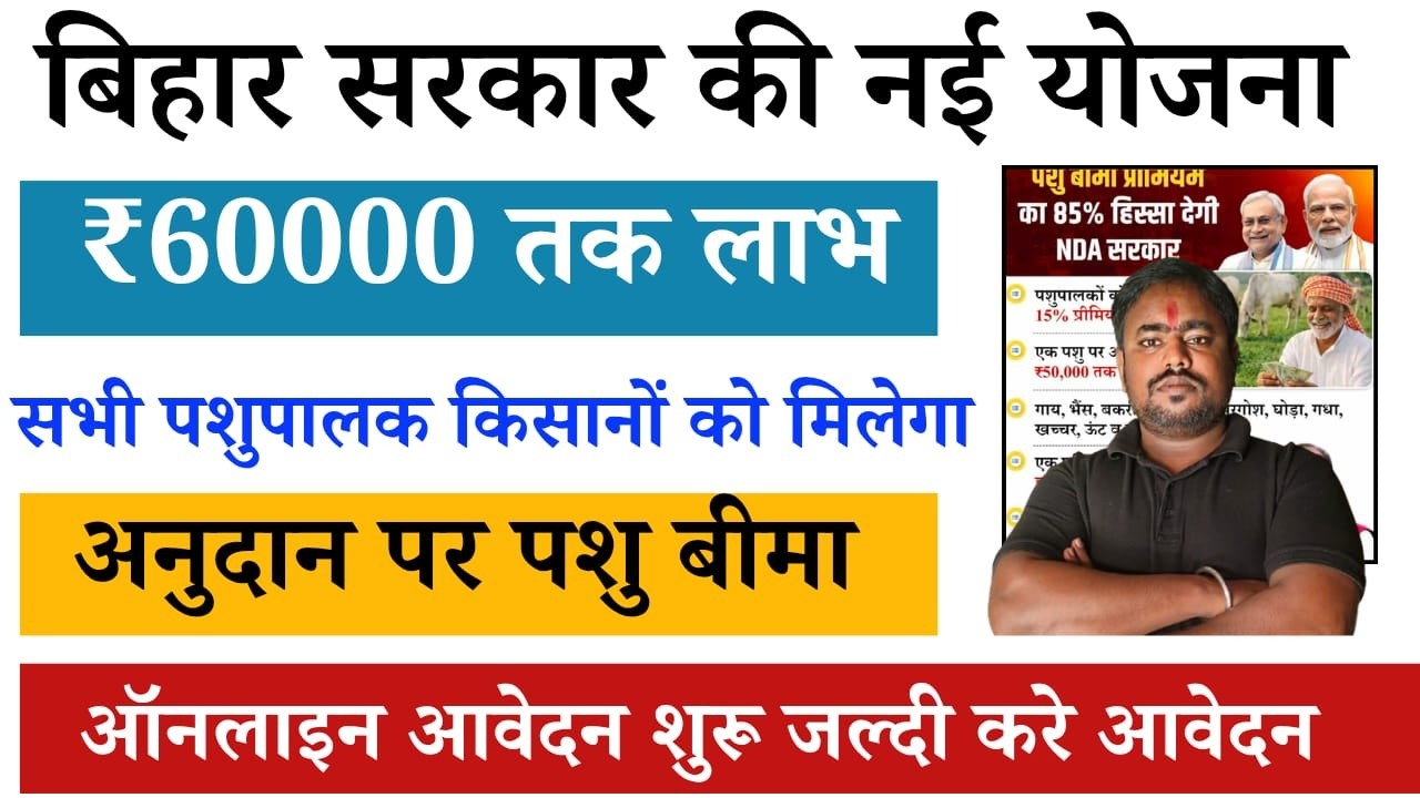 Bihar Pashu Bima Anudan 2026 Online apply | सरकार की नई योजना अनुदान पर होगा पशु बीमा ऑनलाइन शुरू