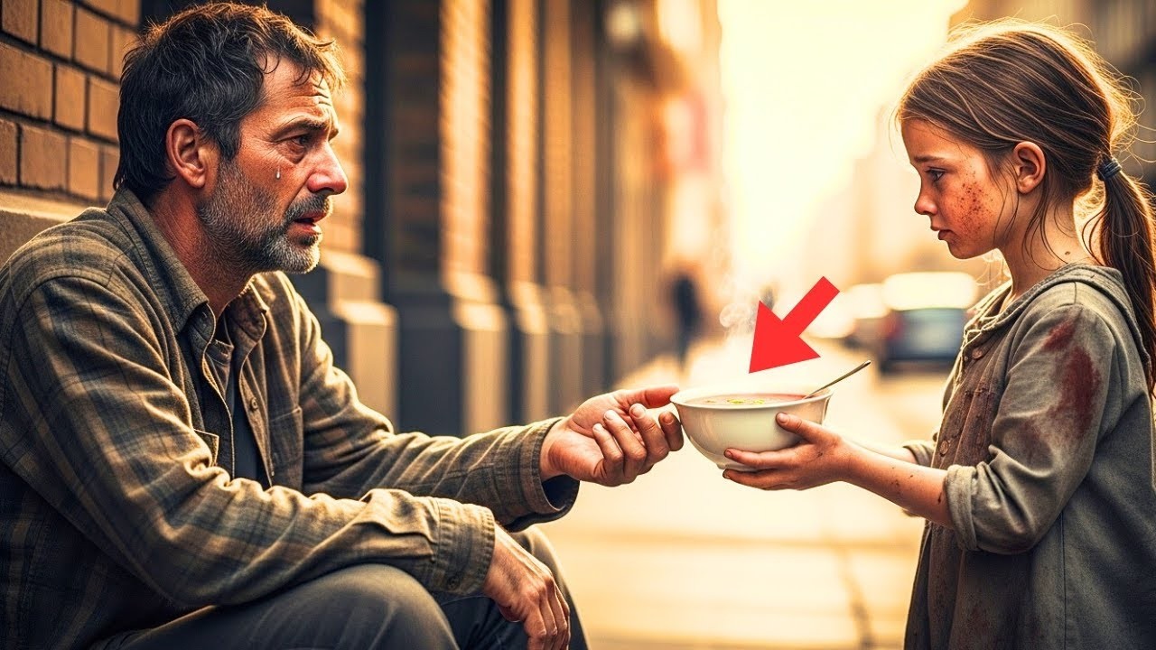 Fata de pe stradă și a împărțit supa cu străinul trist — fără să știe că el era milionarul trist și