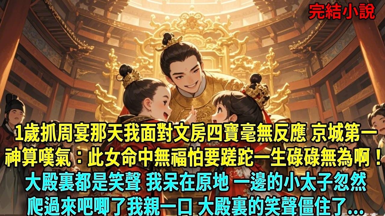 抓周宴那天，我面對文房四寶毫無反應。京城第一神算嘆氣：此女命中無福，怕要蹉跎一生碌碌無為啊！此話一出，大殿裏都是笑聲。我呆在原地一邊的小太子爬過來，吧唧了我親一口。笑聲僵住了.#爽文#古言#打臉#小說
