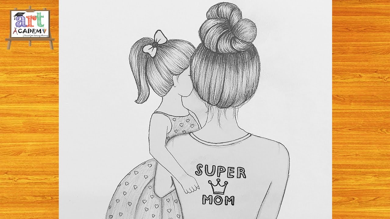 تعليم رسم عيد الأم بقلم الرصاص  | رسم بنات | Mother's day drawing / رسومات عيد الأم