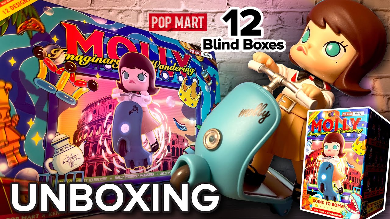 POP MART MOLLY Imaginary Wandering Blind Box Full Case, полный набор из 12 глухих коробок, распак...