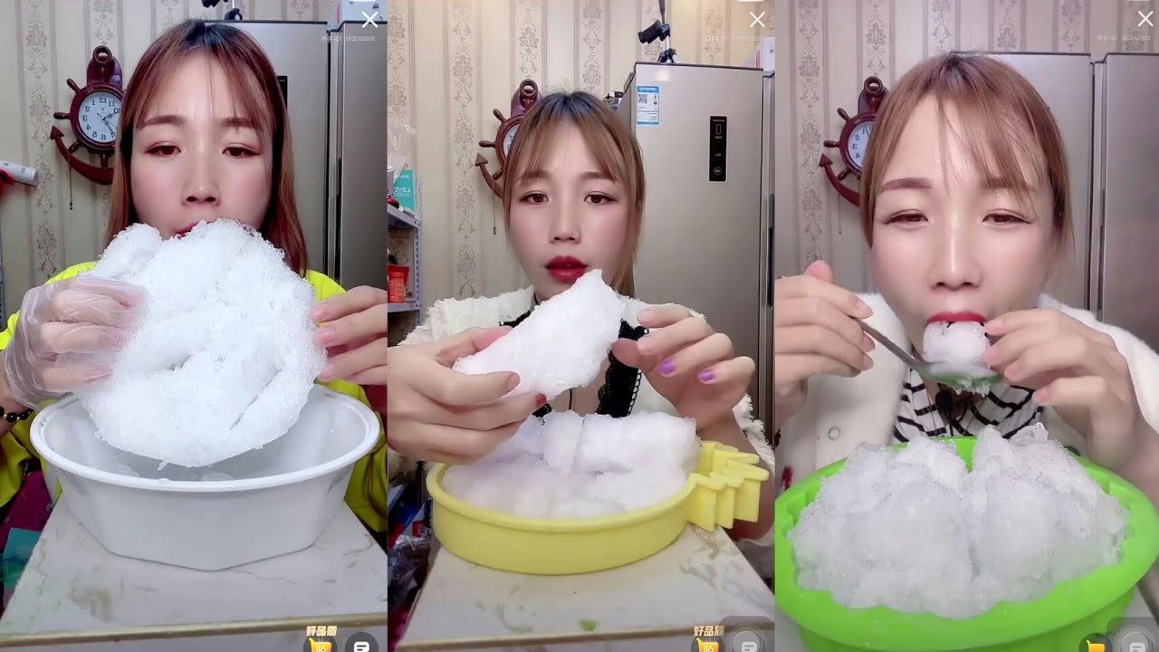 ASMR CRUNCHY WHITE ICE BY QIANI #asmr #asmreating #kwai #crunchyasmr #ice #iceeating #whiteice