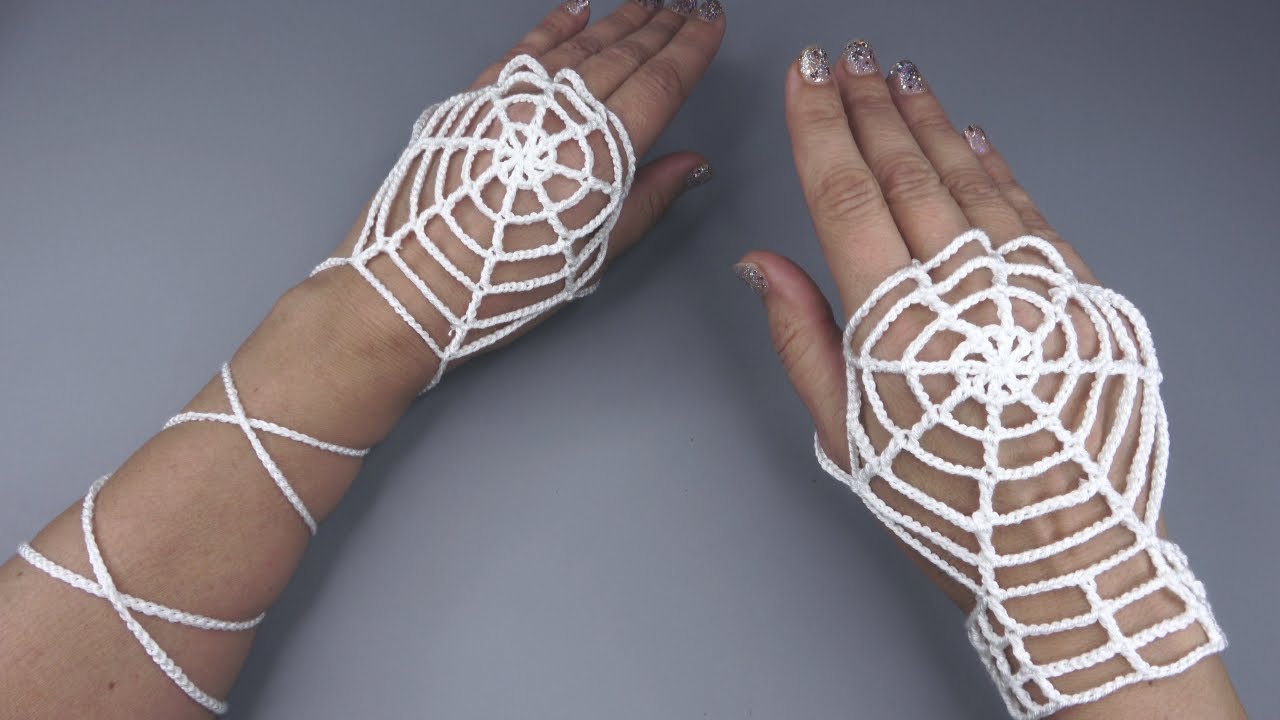 Crochet Spider Web Gloves Tutorial For Halloween | 2 in 1 Video | Super Easy | Step By Step | 4K