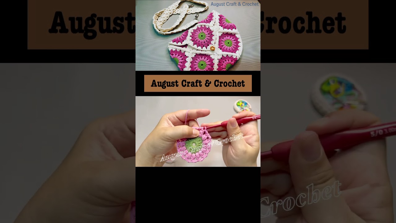 How to crochet granny square. #crochetbag #crochetcrossbag #howtocrochet #diycroch&ecirc;