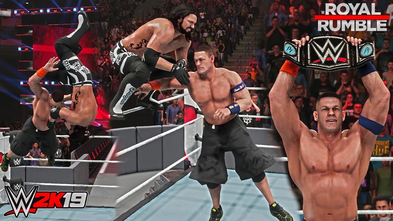 WWE 2K19: John Cena wins his 16th World Championship vs AJ Styles (Royal Rumble 2017 Moment)