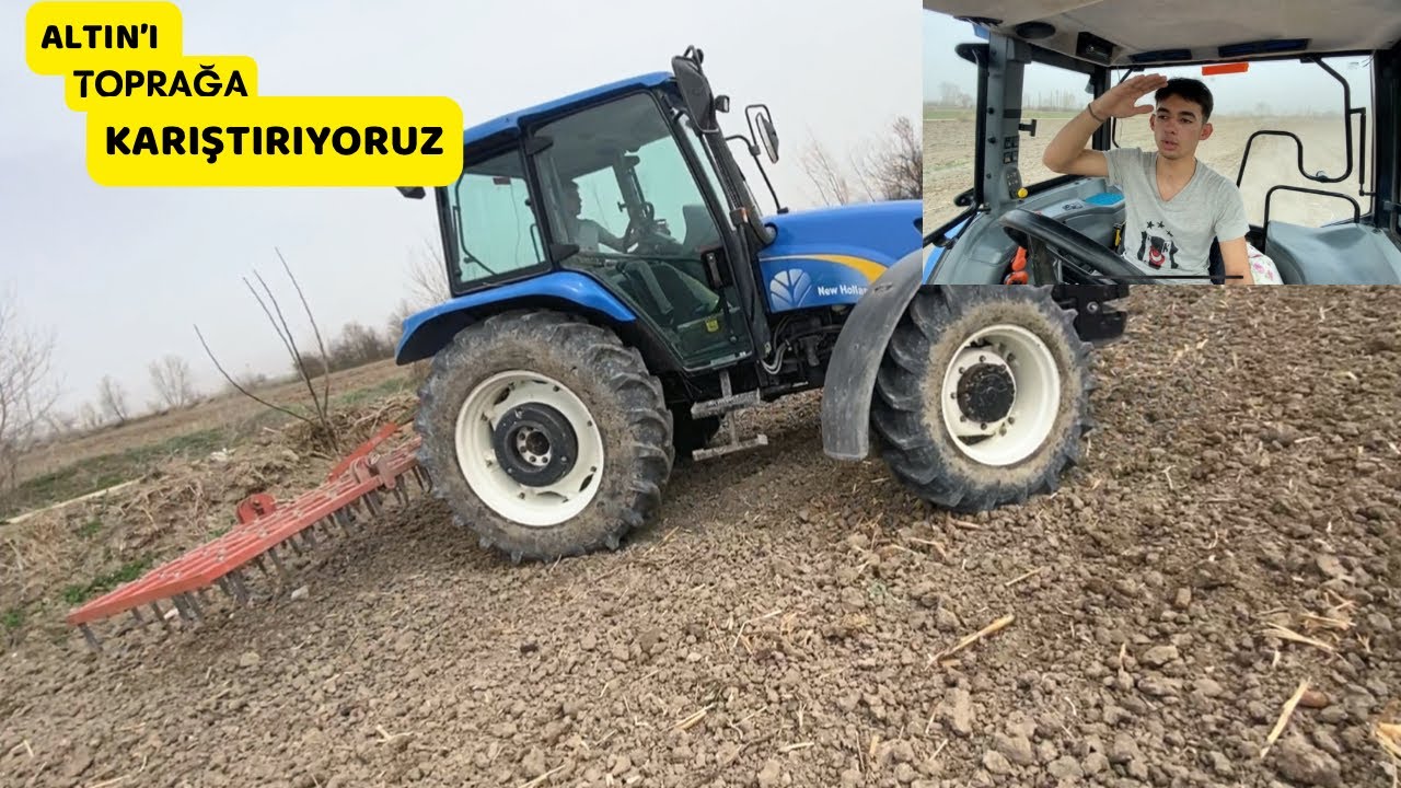 GÜBREYİ TOPRAĞA KARIŞTIRIYORUZ || 90 DİŞ TIRMIK // New Holland TL100A MISIR YERİ HAZIRLIĞI