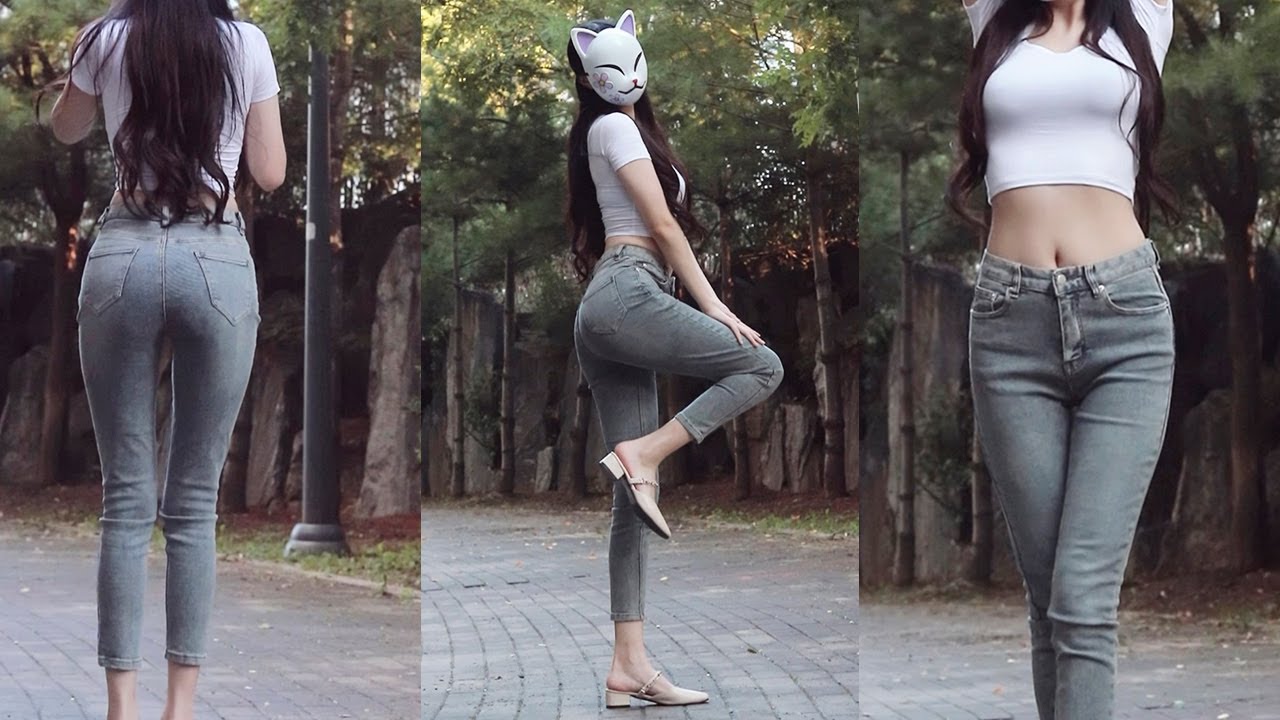 (4K 세로) 슬렌더 흰티 청바지 룩북 직캠 | Jeans Lookbook