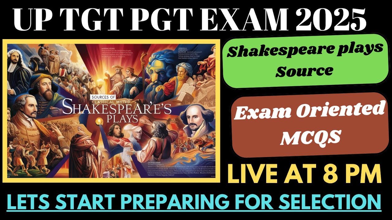 Sources of Shakespeare Plays II Exam Oriented Mcqs II Strategy to crack UP TGT PGT Exam 2025 II Live