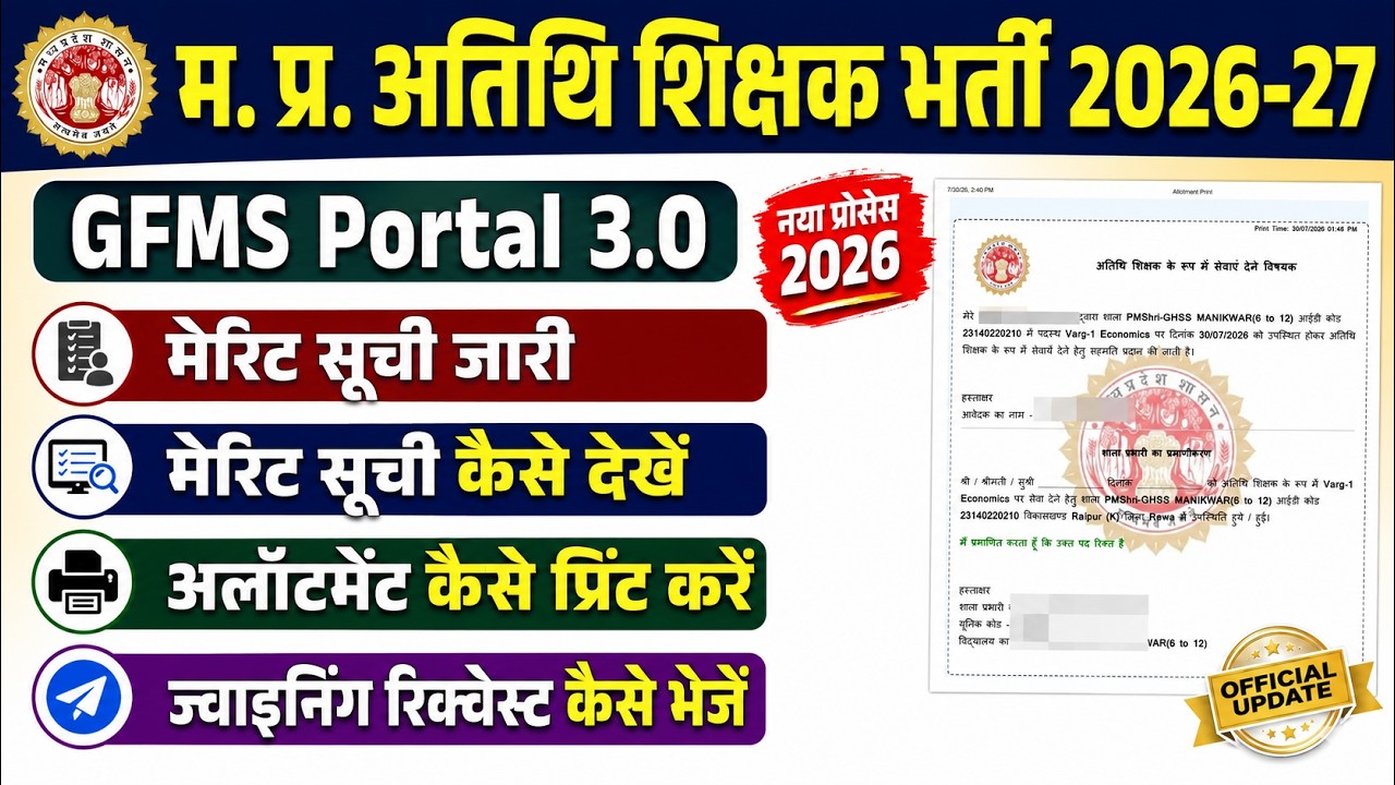 Atithi Shikshak Merit List Kaise Dekhe | Guest Teacher Merit List 2026 | Allotment, Joining Request
