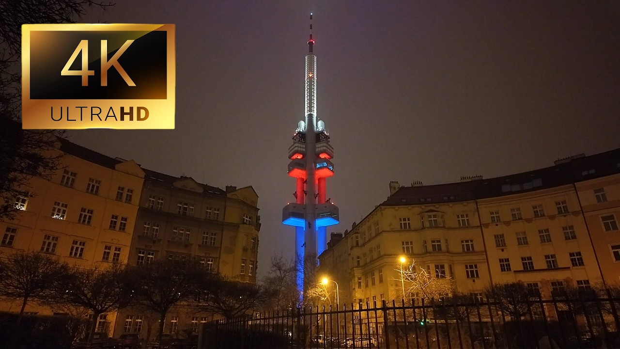 Futuristic Night Vibes: Žižkov Tower Prague | Relaxing Ambient Music 4K