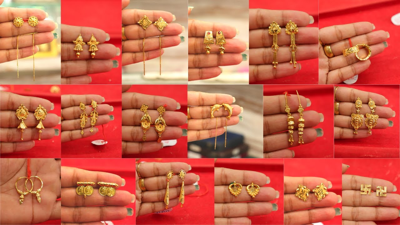 From 0.5 Gram Gold Earrings Design |Under 2.5 GM Gold Earrings For Daily Wear With Price@Crazy_Jena