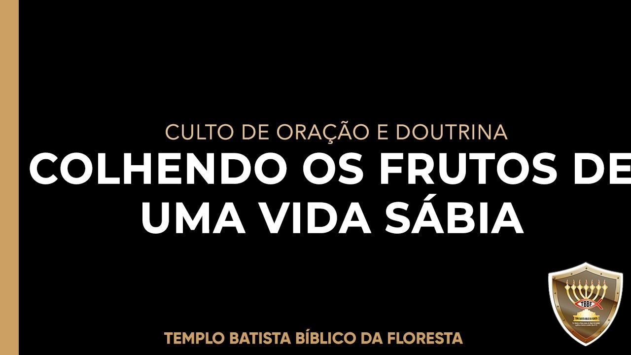 COLHENDO OS FRUTOS DE UMA VIDA SÁBIA | Ir. Davi | TBBF