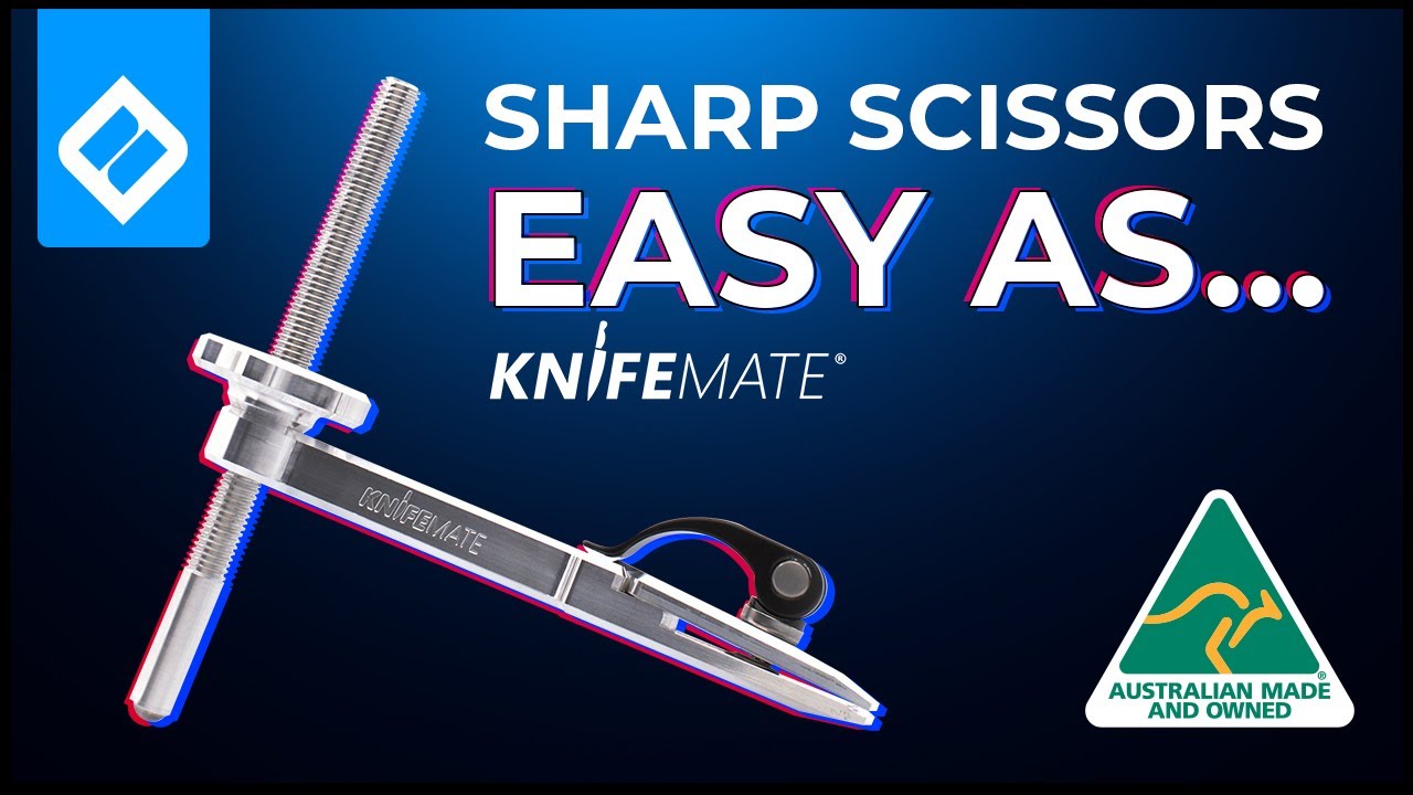 KNIFEMATE GUIDED SHARPENING SYSTEM USING THE SCISSOR ATTACHMENT