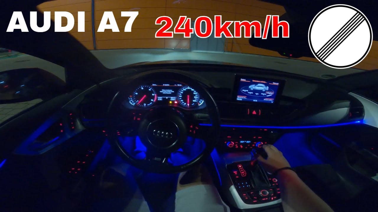 AUDI A7 2014 Sportback|NIGHT DRIVE POV]240km/h on German Autobahn| AMBIENT Lighting