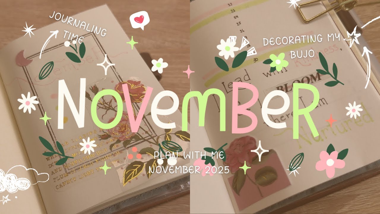 ✨ November 2025 Bullet Journal Setup | เพิ่มพลังความอ่อนโยนด้วยสีชมพูแห่งความรัก ✨