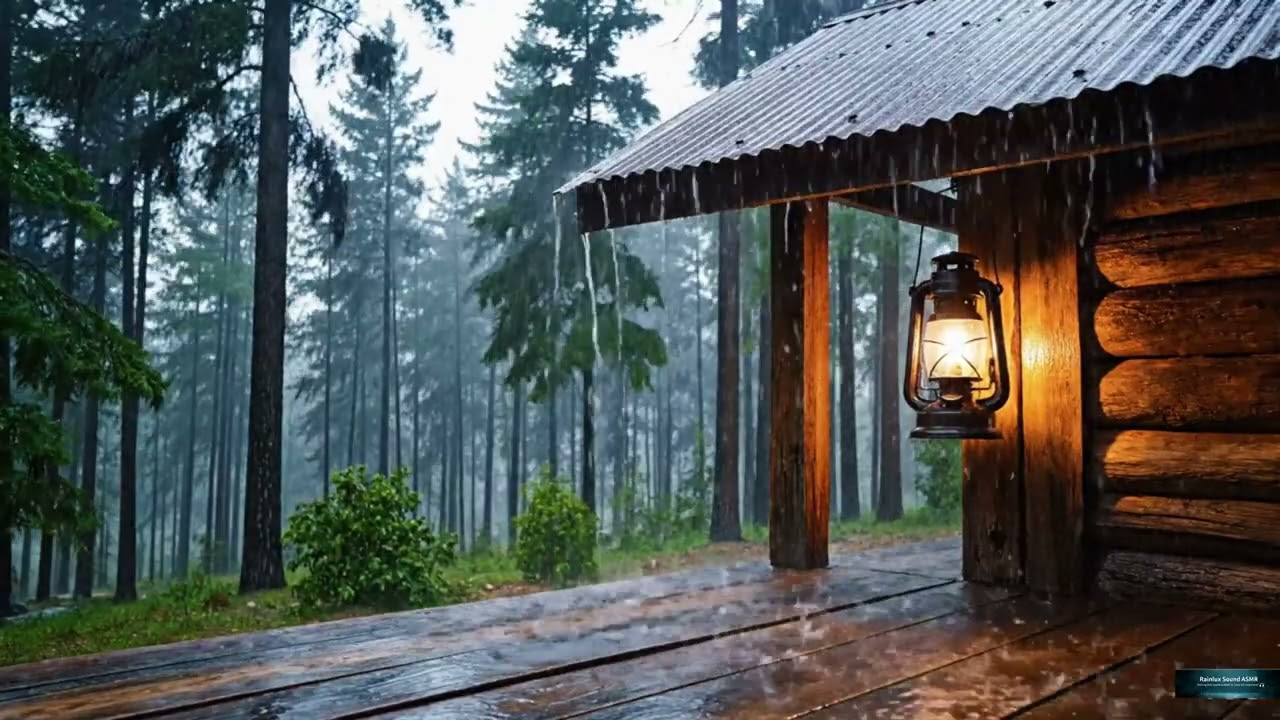 Fall Asleep Fast! ⛈️ Rain Sounds on a Log Cabin Roof in the Woods