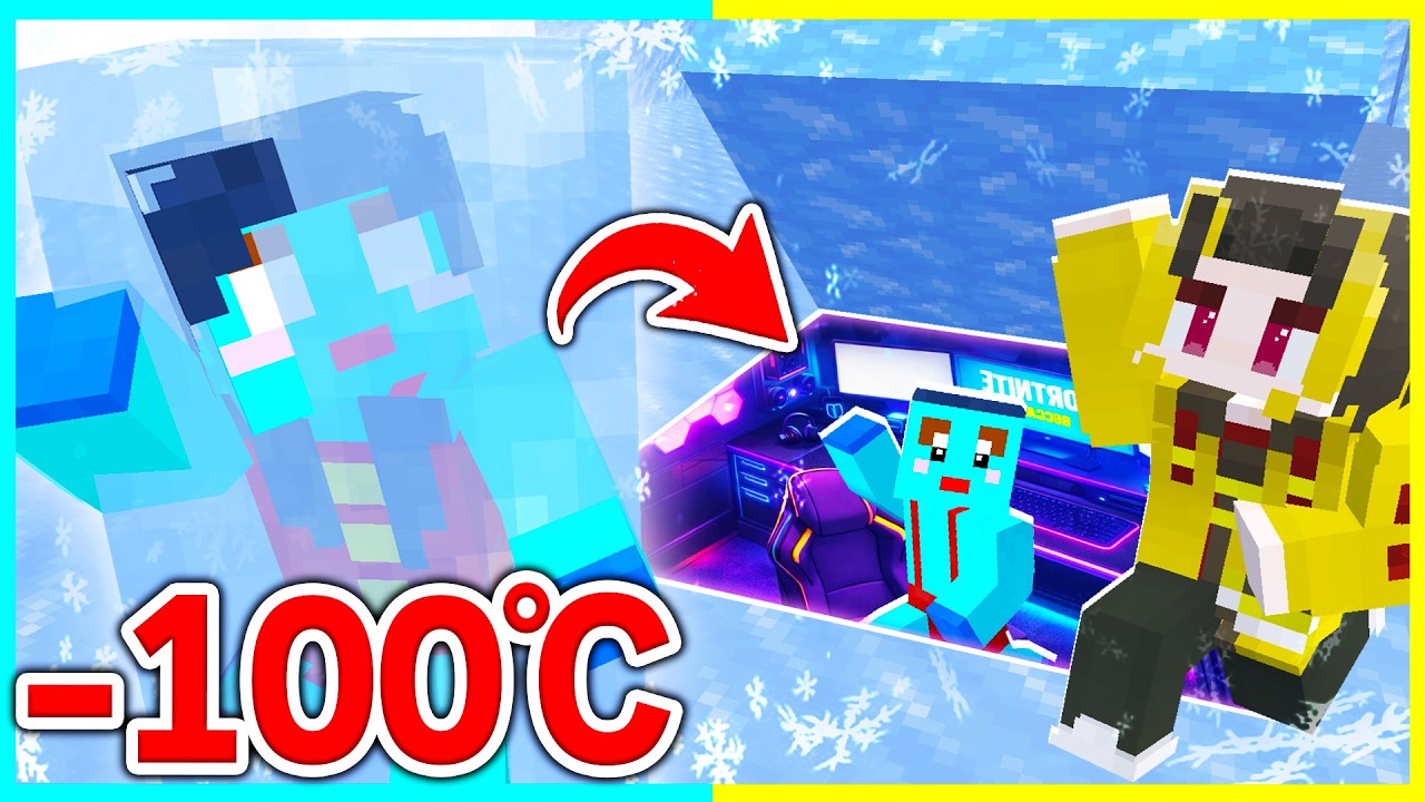 -100℃の氷の世界でバレない秘密基地を作るドッキリ【まいくら / マインクラフト】