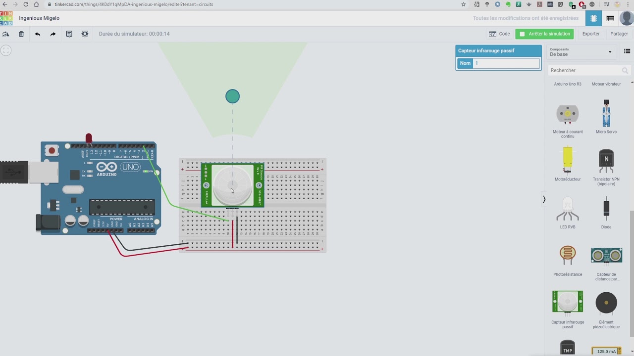 Comment utiliser le capteur infrarouge dans Tinkercad ?