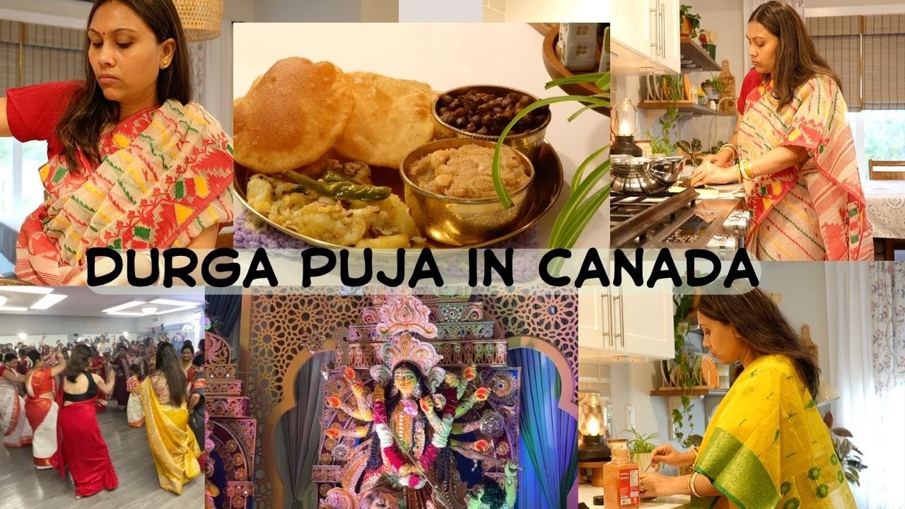 Celebrating Durga Puja in Edmonton - 3 Saree Look - Ashtami Bhog - Emotional days 🌺