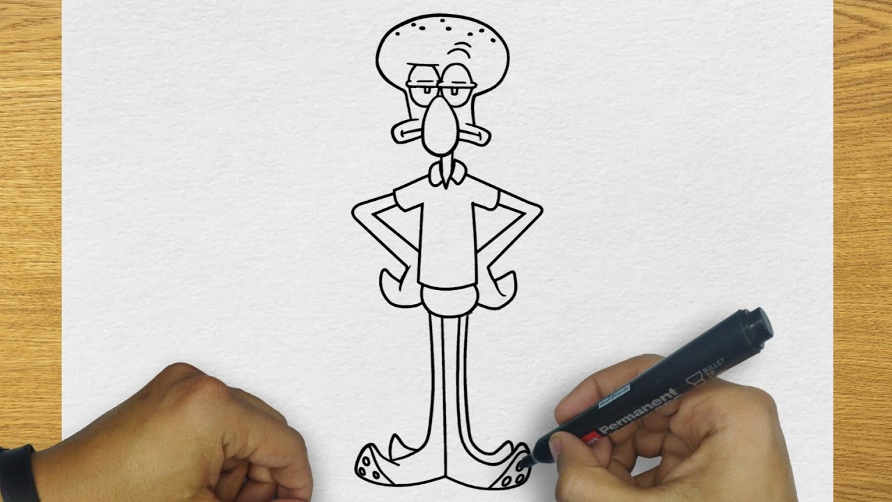 HOW TO DRAW SQUIDWARD SPONGEBOB STEP BY STEP | DRAWING SQUIDWARD EASY