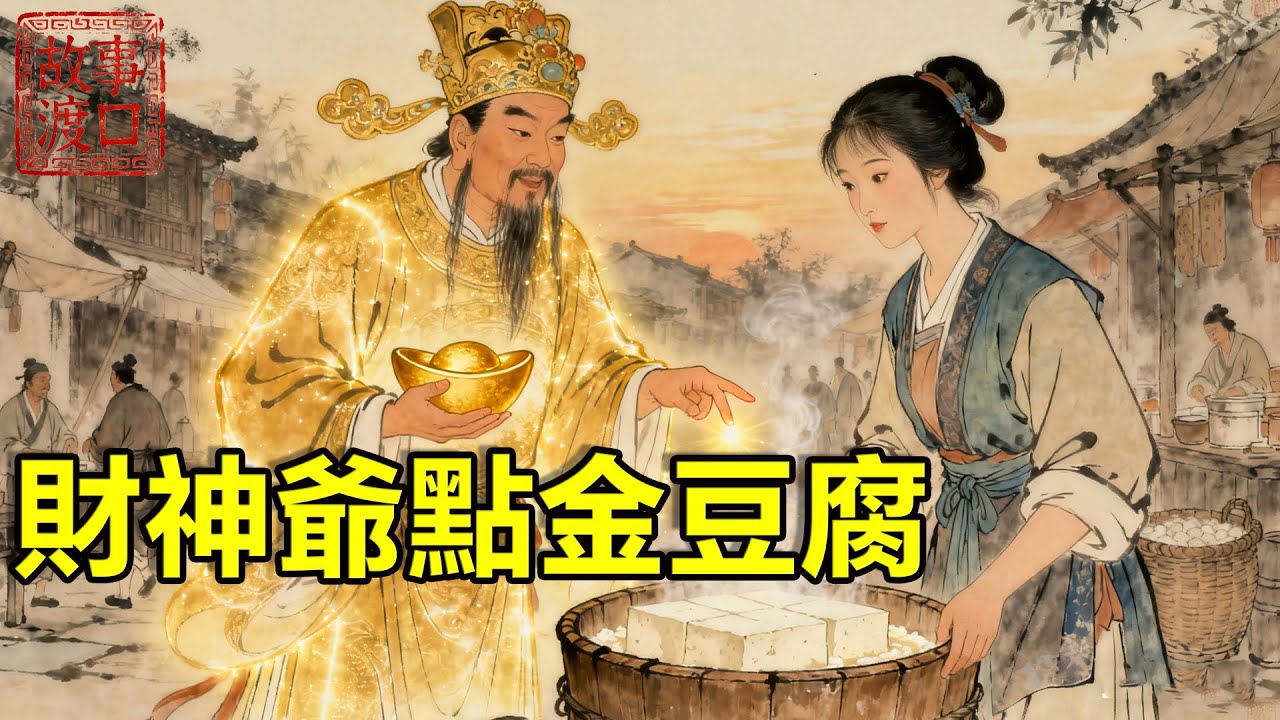 寡婦賣豆腐被地痞砸攤罵“克死丈夫掃把星”，可她卻每天多一塊給乞丐，誰知乞丐是財神化身，金光點豆腐，讓寡婦的豆腐香飄十里，最終成一方首富【故事渡口】#民間故事 #善有善報 #故事分享