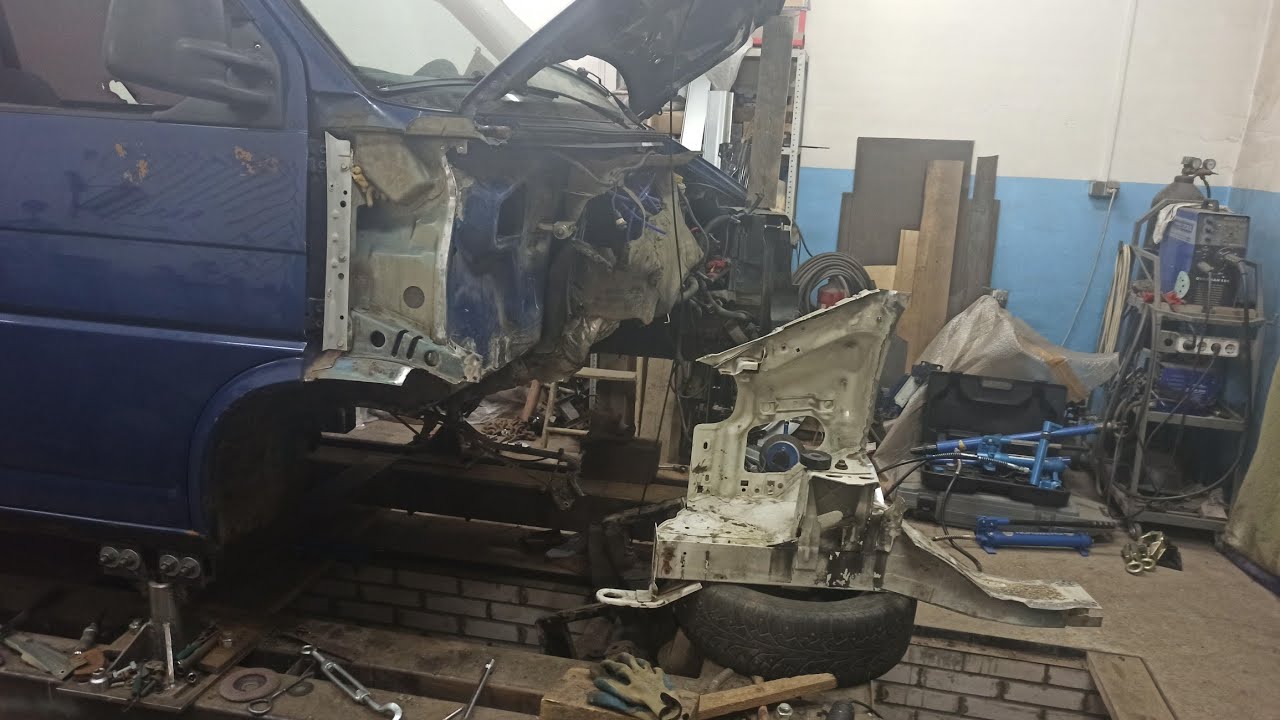 Кузовной ремонт Vw transporter t4. Лобовой удар. Часть 2. Замена лонжерона.