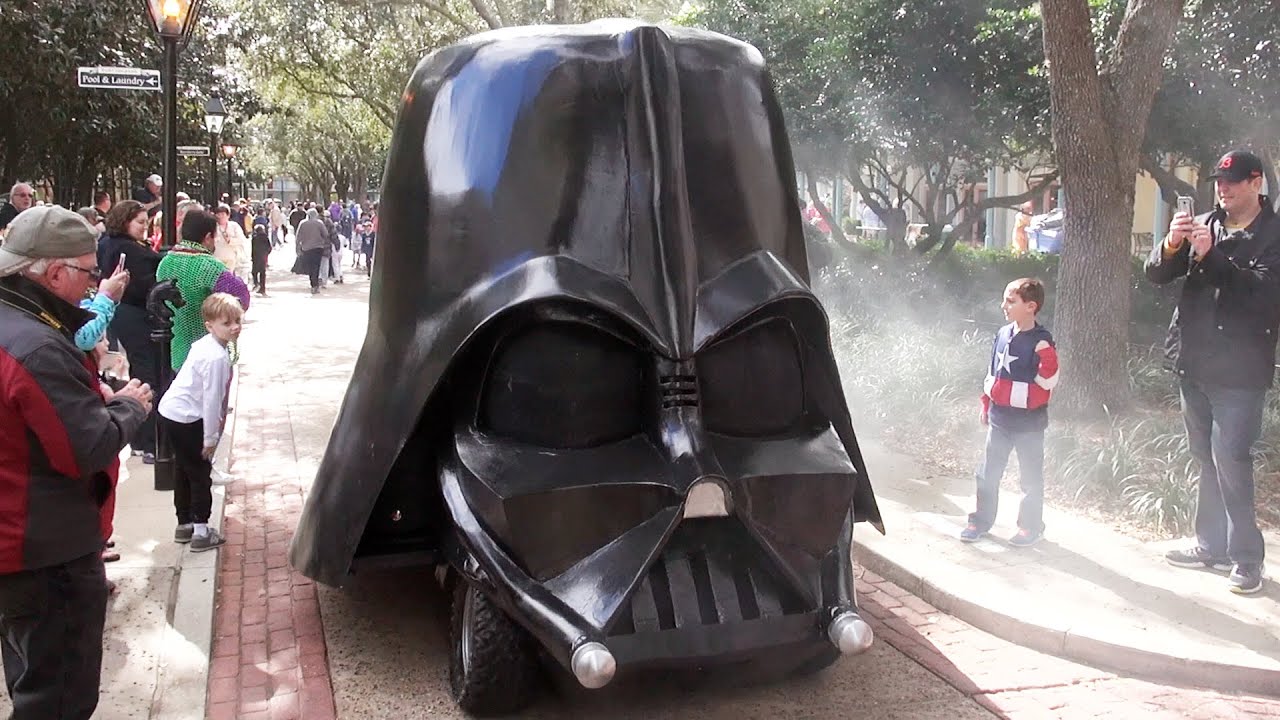 FULL Disney's Port Orleans Resort Mardi Gras Cast Member Golf Cart Parade 2016 with Darth Vader