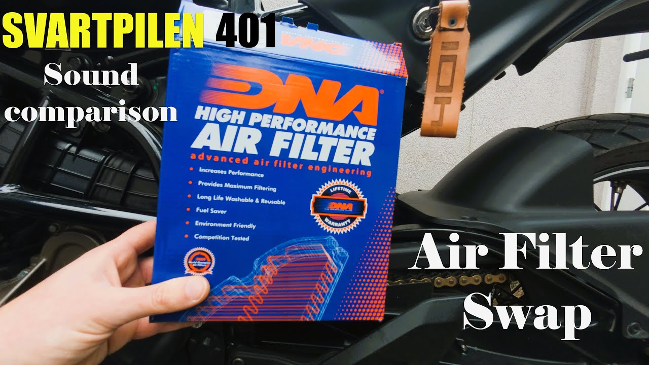 Husqvarna Svartpilen 401 DNA Stage 2 Air Filter - Install And Sound Comparison