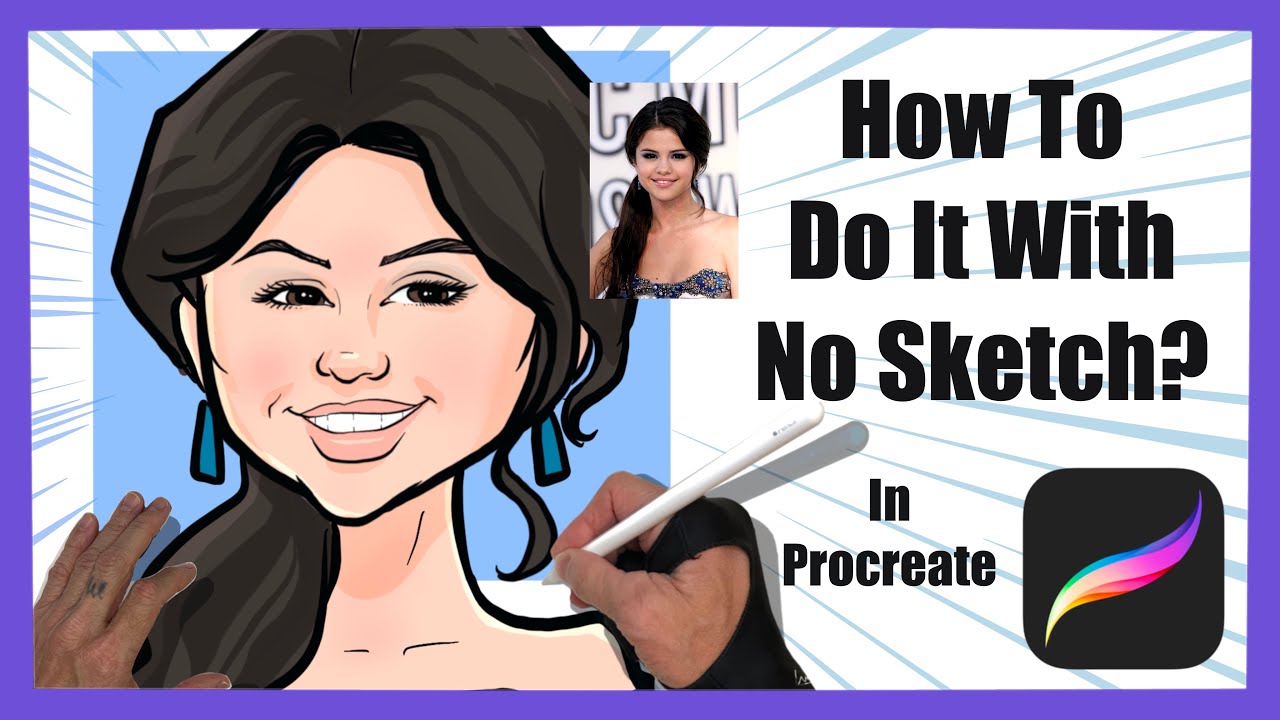 Процесс создания цифровых карикатур Procreate Live