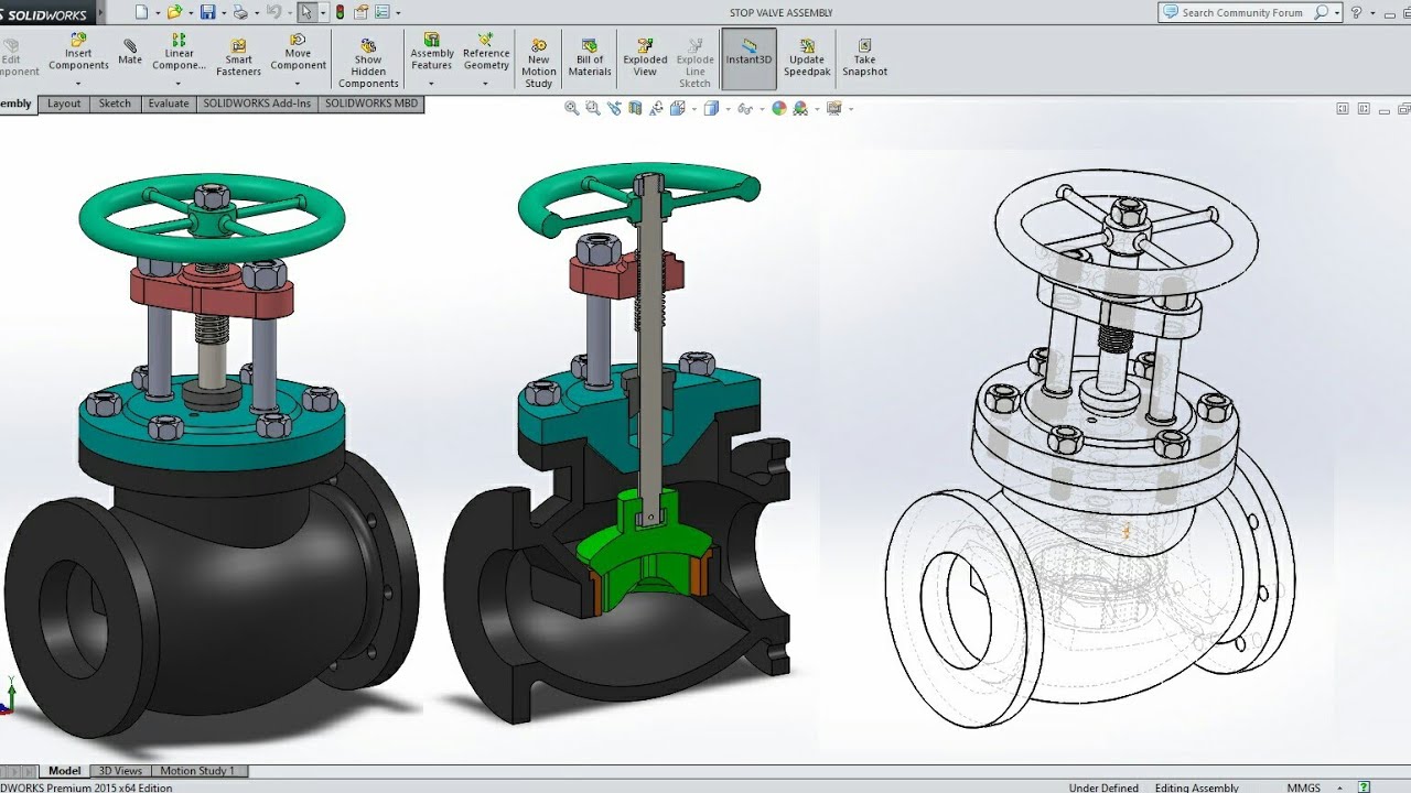 Stop valve 3D Model in Solidworks @Knowledge_Centre_03