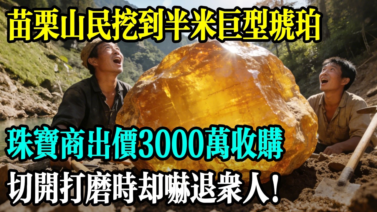 苗栗山民挖到半米巨型琥珀，珠寶商出價3000萬收購，切開打磨時卻嚇退眾人！#民間故事 #時光故事匣
