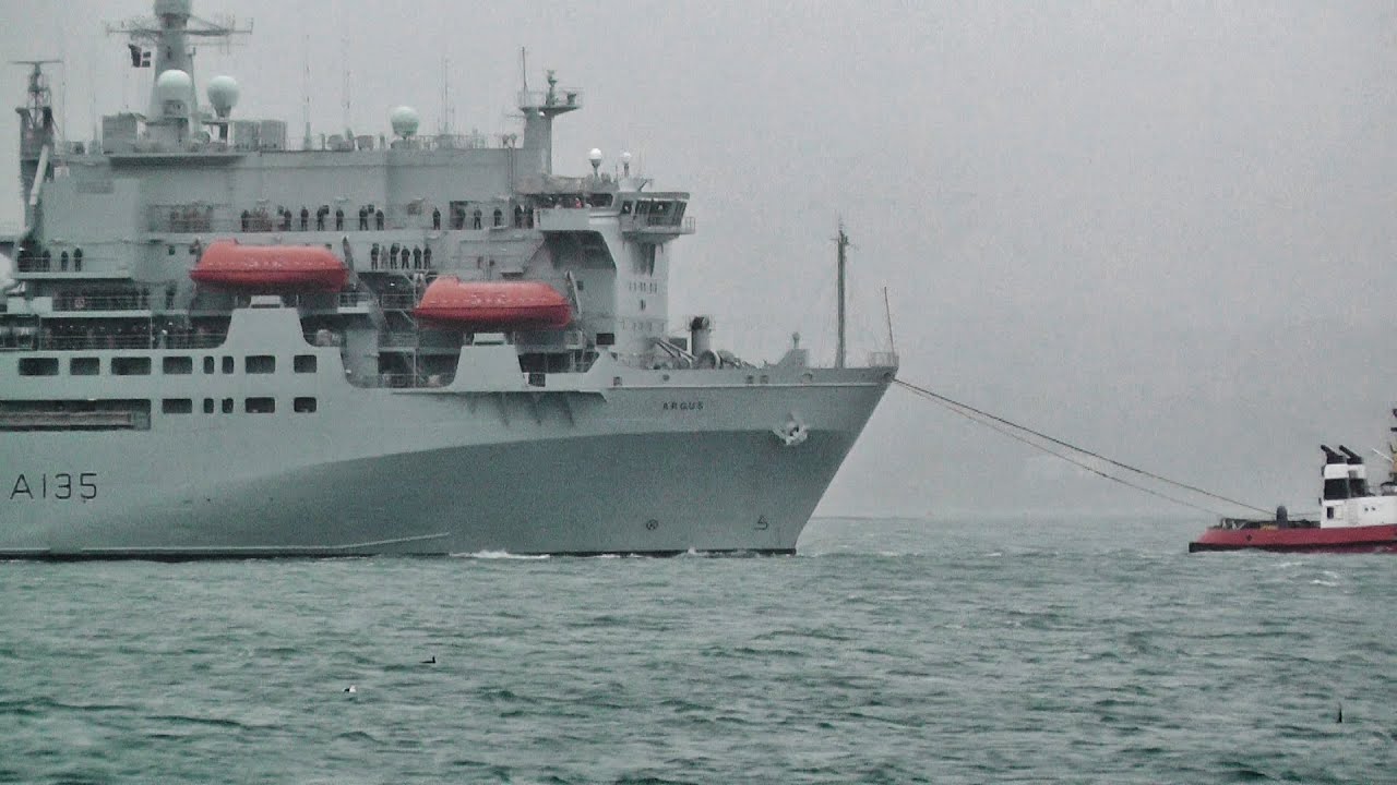RFA Argus A135 Hospital Ship Leaves Falmouth on Ebola Mission To West Africa
