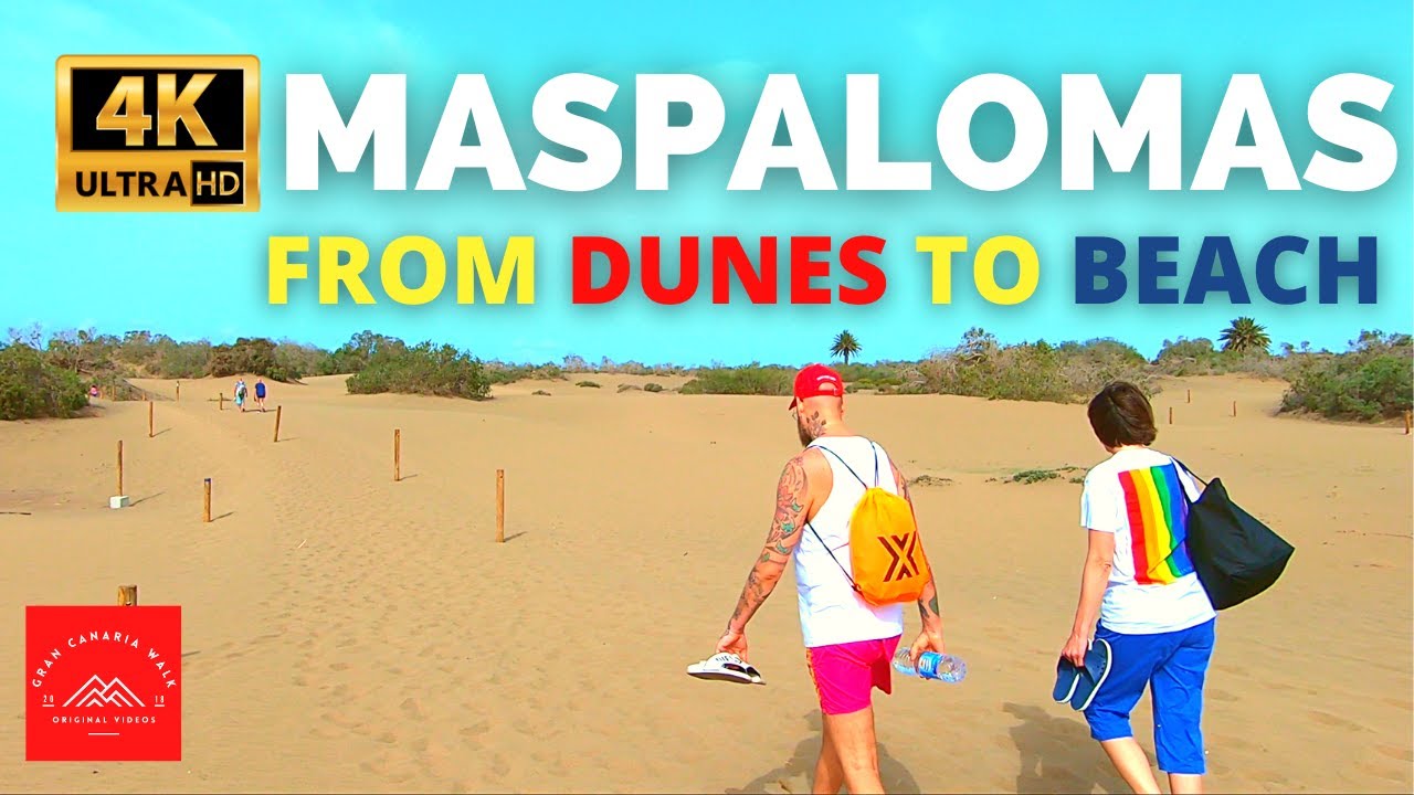 ⁴ᴷ³⁰ Gran Canaria Playa del Ingles Maspalomas Walk 🔞 Dunes to Beach | Cruising Area