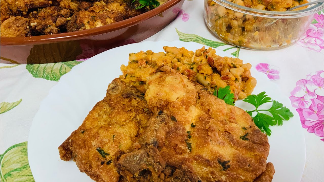 Pork Chop Panado e Feijão Assado na Frigideira uma Delicia Receita Simples e Rápida de Fazer