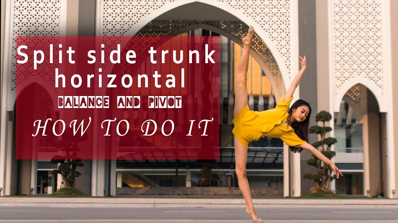 Split side trunk horizontal balance and rotation. How to do it in Rhythmyc Gymnastics!