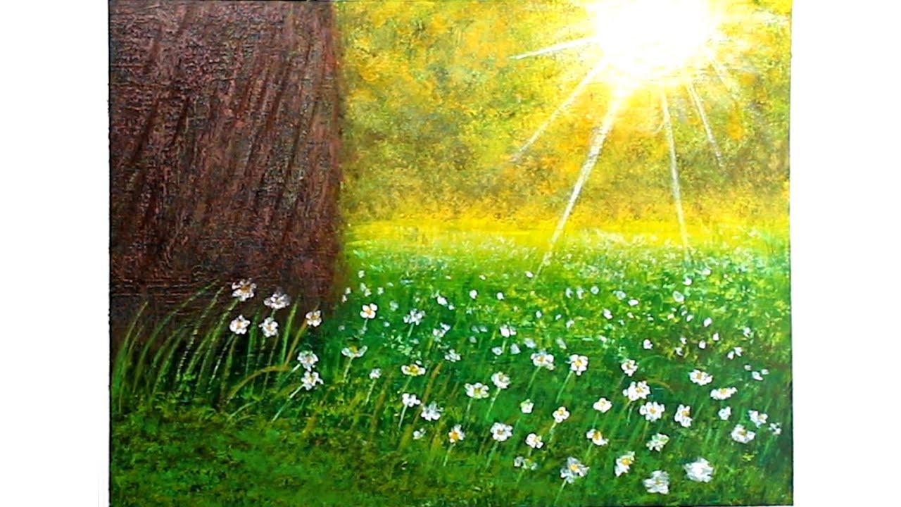 햇살속에 핀 들꽃 / 아크릴화  / 풍경화 쉽게 그리는 법 / 힐링 영상 / 미술치료 #5