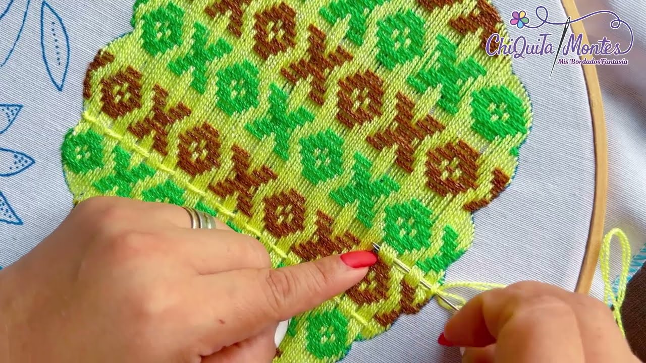 Bordado Fantasía Piña 17 / Hand Embroidery Pineapple 🍍 with Fantasy Stitch #bordado #embroidery