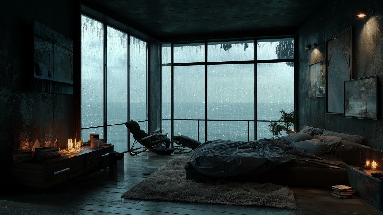 3 Hours Gentle Ocean Waves & Piano 🌧️ Relaxing Sleep Ambience