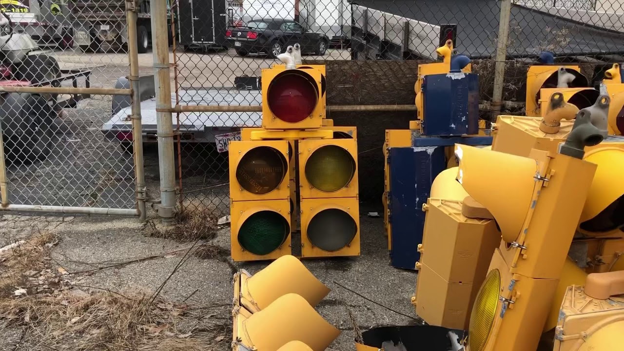 Retired traffic light yard at Lev’s Pawn Shop in Columbus Ohio