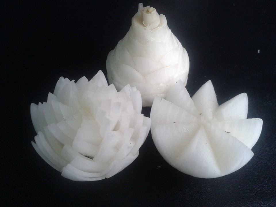 Decoraciones con cebolla, Escuela de cocina #17, carving vegetables