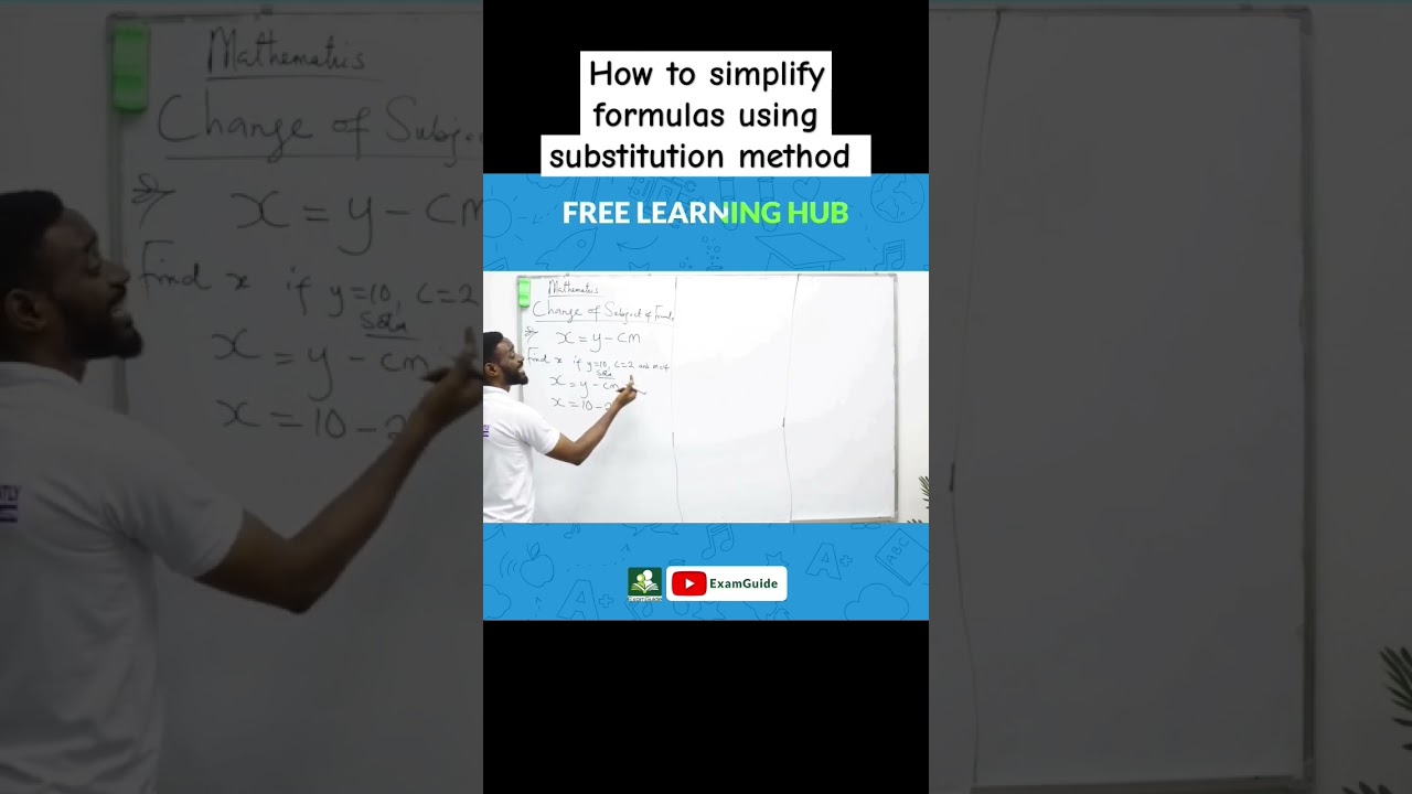 Simplifying formula by substitution #math #mathclass #formula #freelesson #examguide #learning