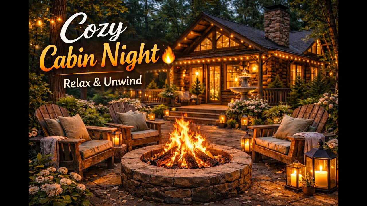 ⭐ Relaxing Campfire at a Cozy Forest Cabin 🌲 Peaceful Night Ambience