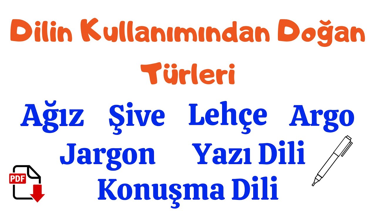AĞIZ, ŞİVE, LEHÇE, ARGO VE JARGON - Dilin Kullanımından Doğan Türleri
