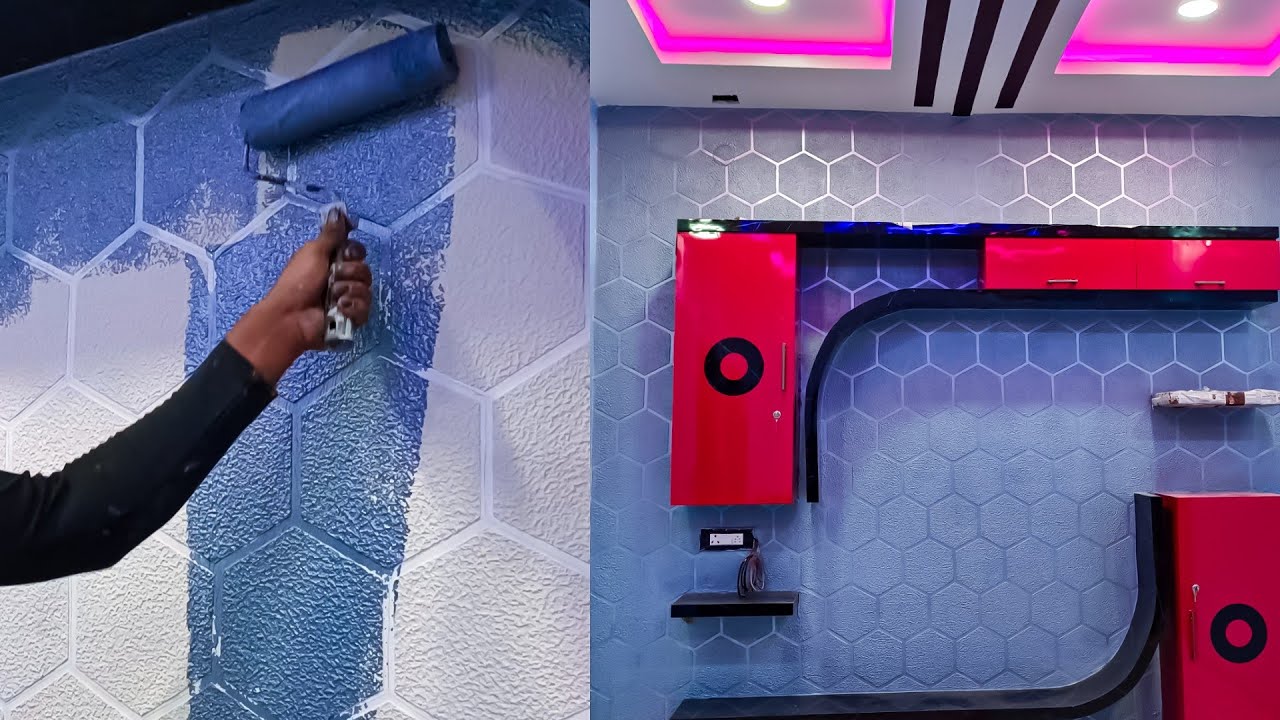 Hexagon wall texture design | New tape wall texture design | Hexagon design