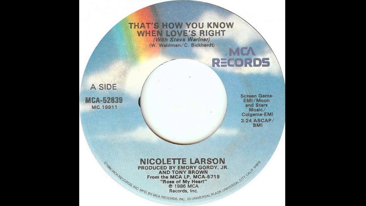 Nicolette Larson / Steve Wariner ~ That's How You Know When Love's Right