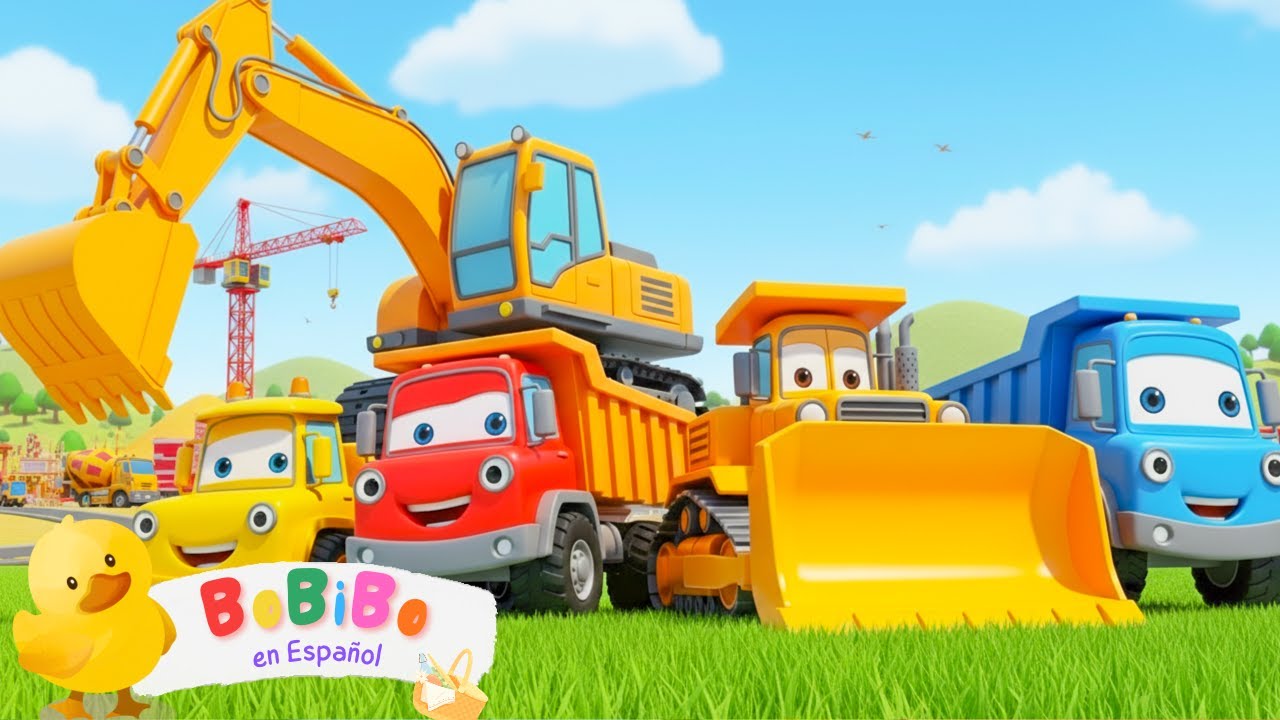 🚜 Excavadora, Grúa y Camión Volquete | Canciones Infantiles | BoBiBo 🇪🇸 Español