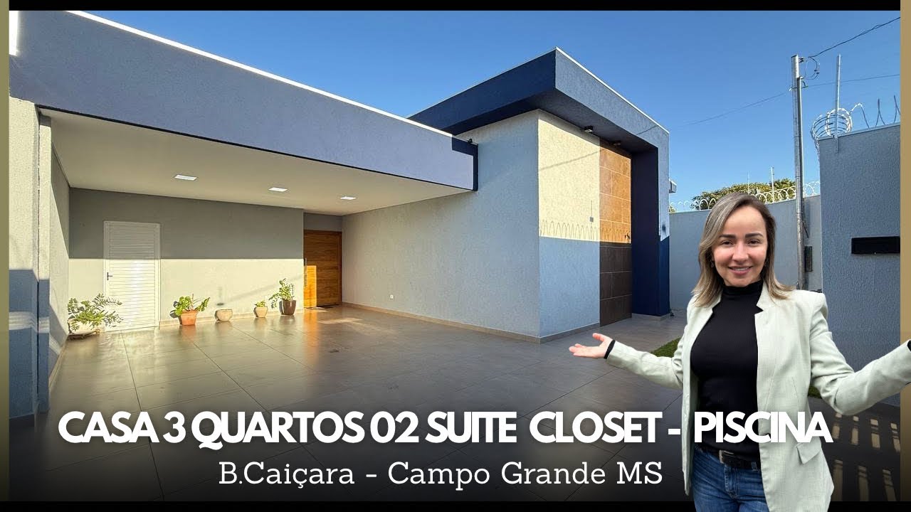 CASA À VENDA 03 QUARTOS SENDO 02 SUÍTES COM CLOSET PISCINA AQUECIDA CAMPO GRANDE MS