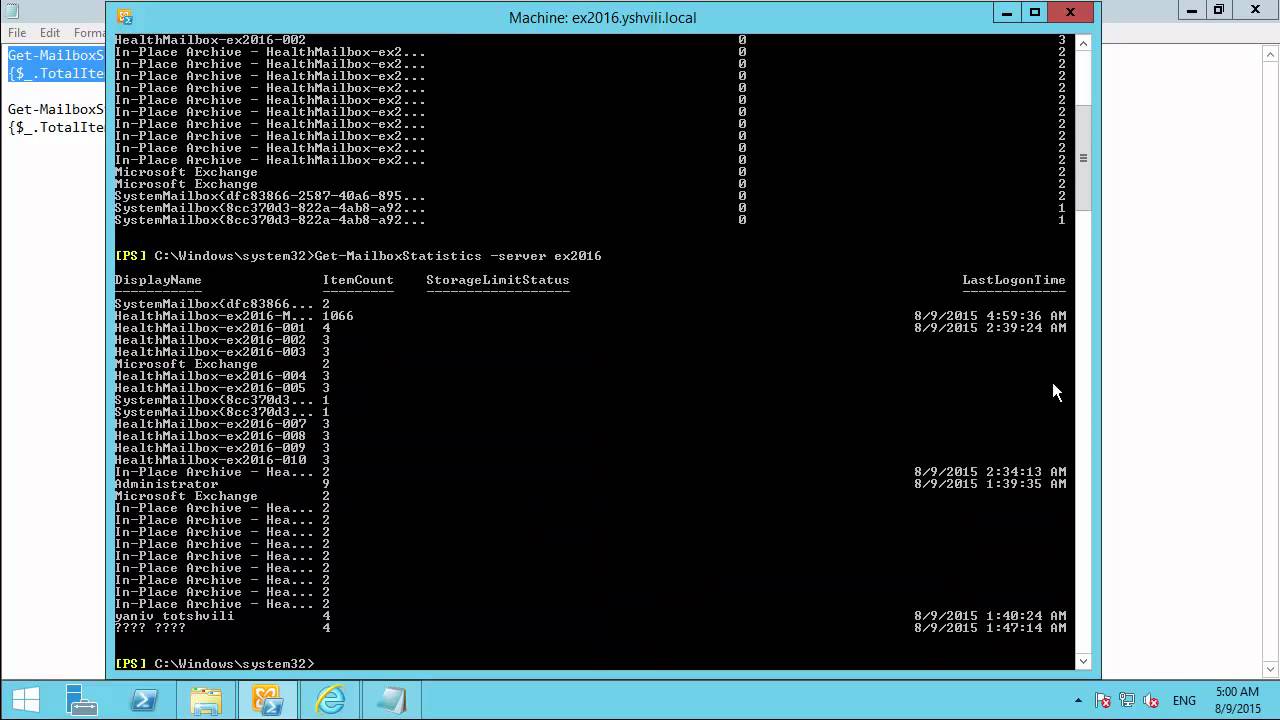 Find the mailbox sizes And Export Exchange 2013 PowerShell