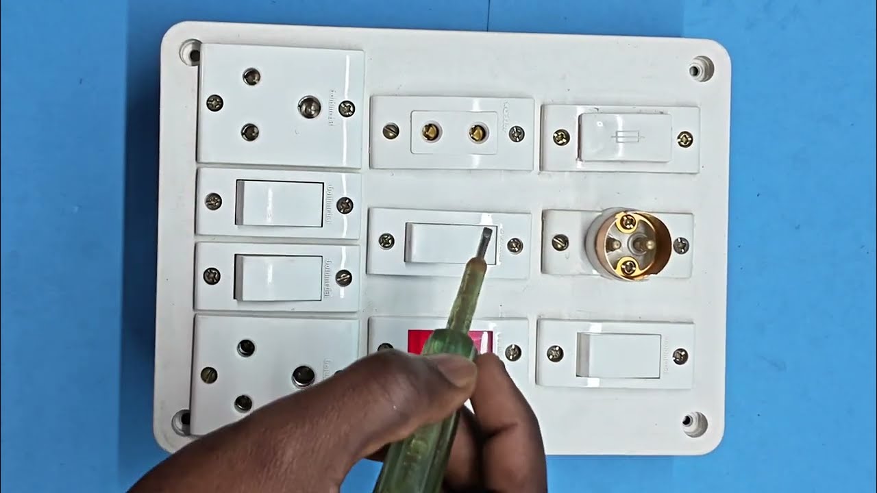 स्विच बोर्ड वायरिंग कनेक्शन कैसे करे! 4 switch 3 socket 1 indicator 1 fuse 1 holder connection!