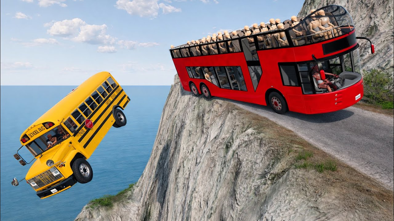 Double Decker Bus On Dangerous Cliff Road 😱 | BeamNG.drive# 237